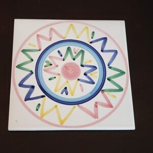 Caleca Sol 8" Trivet/Tile Pastel Geometric Sun Made‎ in Italy Post Modern